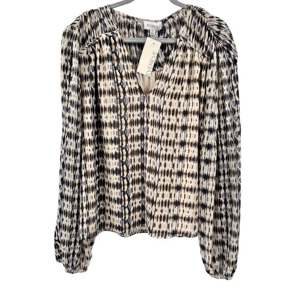 Evereve Tops - EVEREVE Women's White Multicolored Valerie Dye Effect Blouse NWT XS